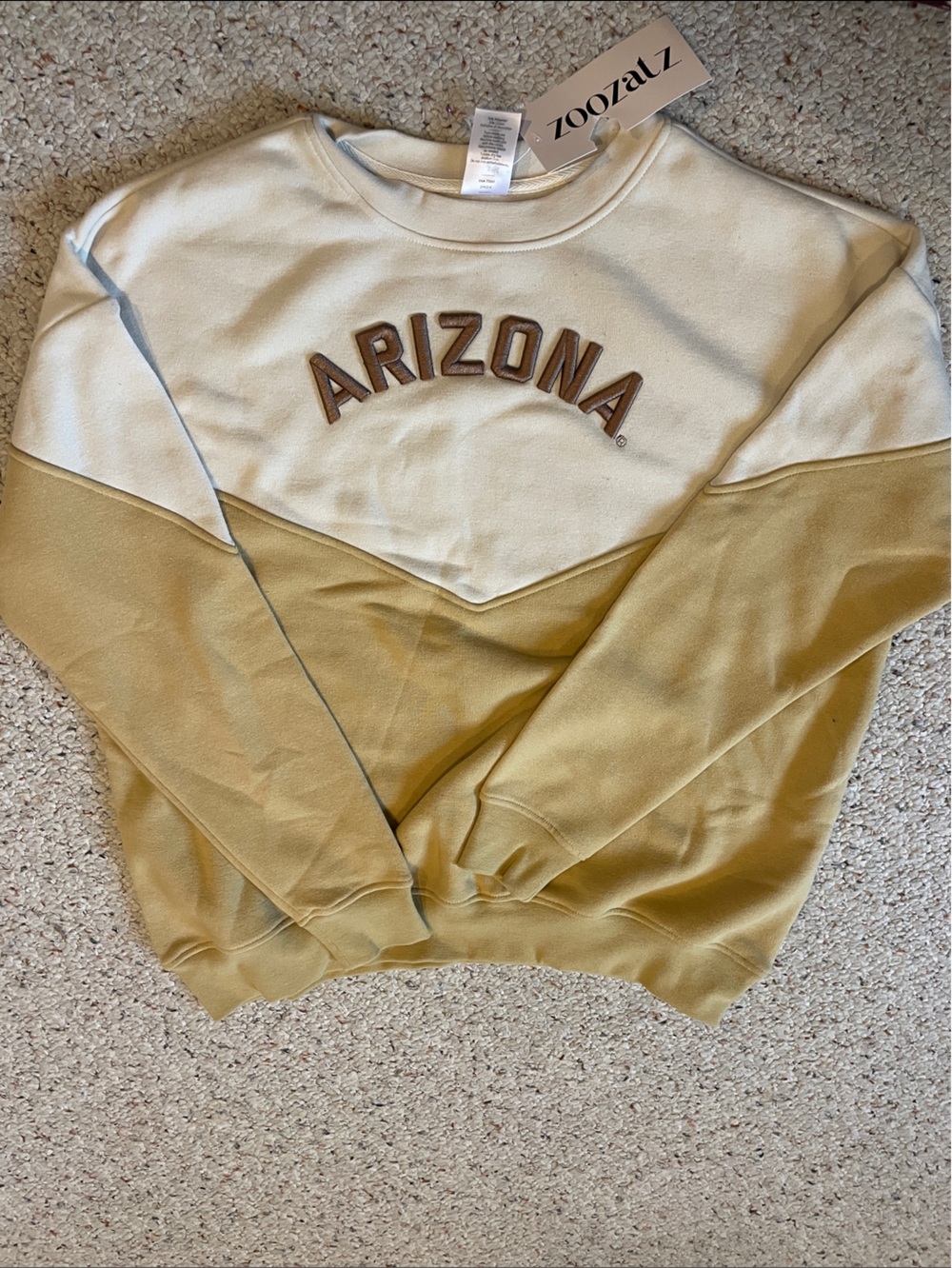 Arizona Two-Tone Cream and Tan Crewneck Sweatshirt